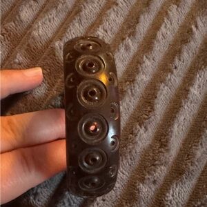 Vintage Chocolate Brown Bakelite Pierced Bracelet